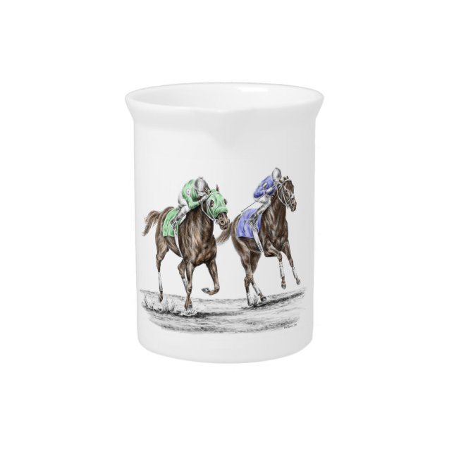 Thoroughbred Horses Racing Pitcher (Front)