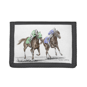 Thoroughbred Horses Racing Trifold Wallet