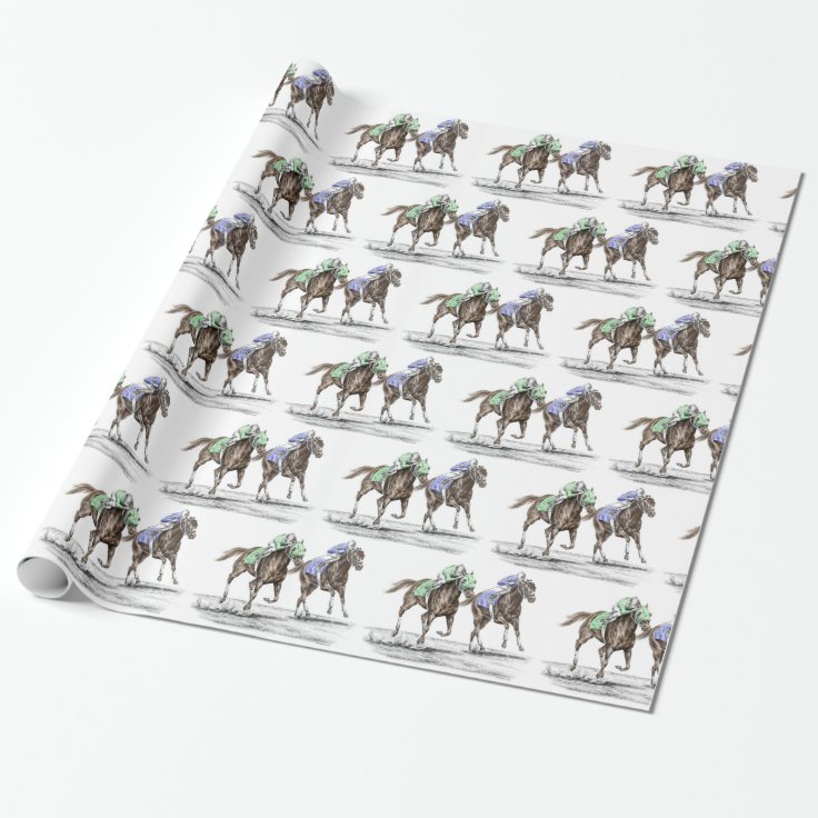 Thoroughbred Horses Racing Wrapping Paper | Zazzle