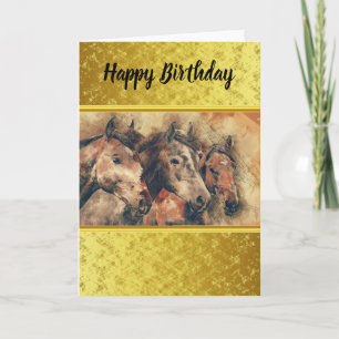 Thoroughbred horses running in a field card