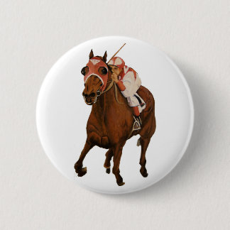 Thoroughbred Race Horse Wins Classic Button