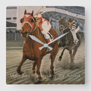 Thoroughbred Race Horse Wins Square Wall Clock