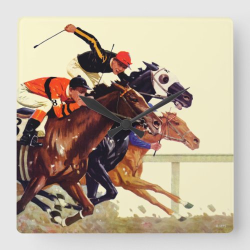 Thoroughbred Race Square Wall Clock