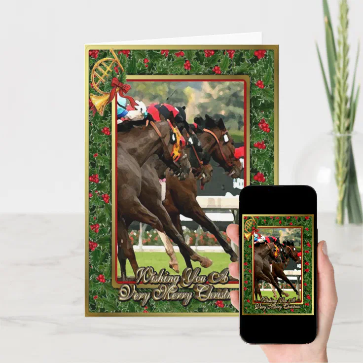 Thoroughbred Racehorse Blank Christmas Card | Zazzle