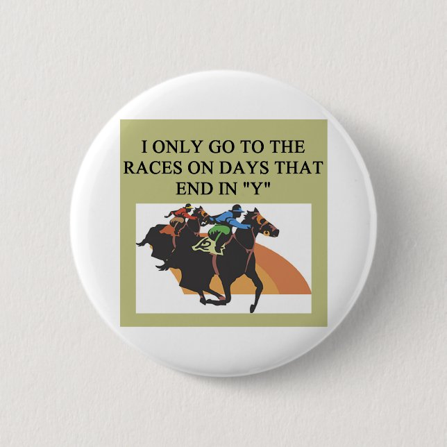 thoroughbred racing lovers pinback button (Front)