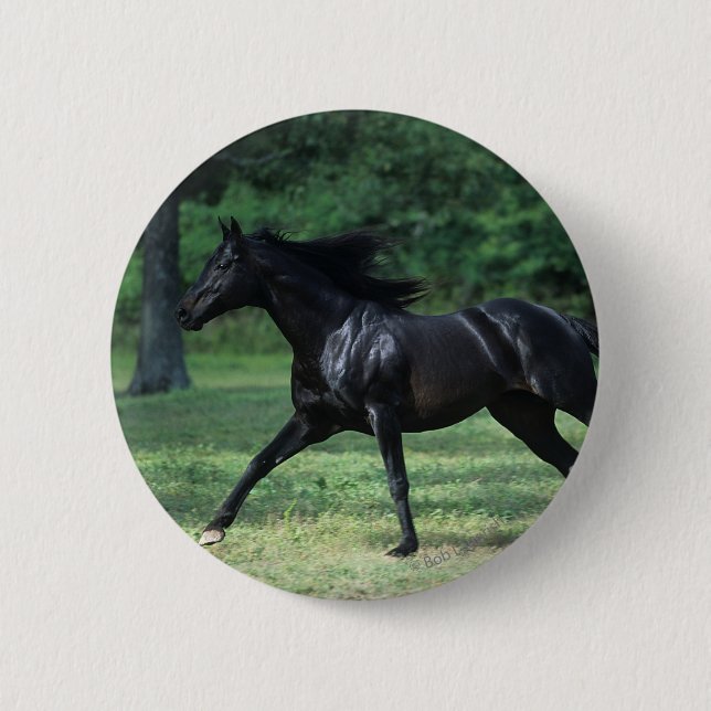 Thoroughbred Running Pinback Button (Front)