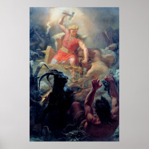 Thor's Fight with the Giants Mårten Winge Poster