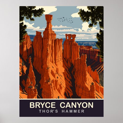 Thors Hammer Bryce Canyon Utah Travel Poster