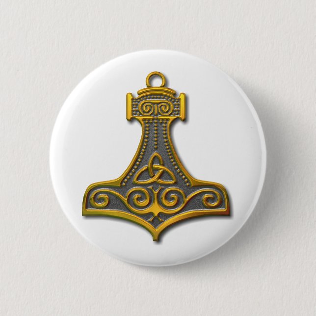 Thor's Hammer-gold Button (Front)
