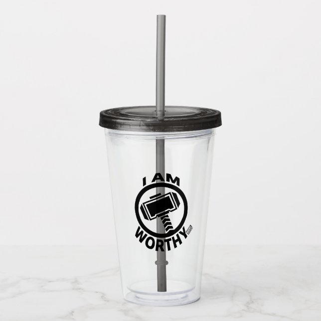 Thor's Hammer - I Am Worthy Acrylic Tumbler (Front)