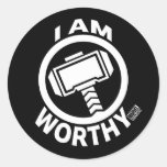Thor&#39;s Hammer - I Am Worthy Classic Round Sticker