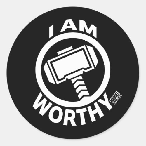 Thors Hammer _ I Am Worthy Classic Round Sticker