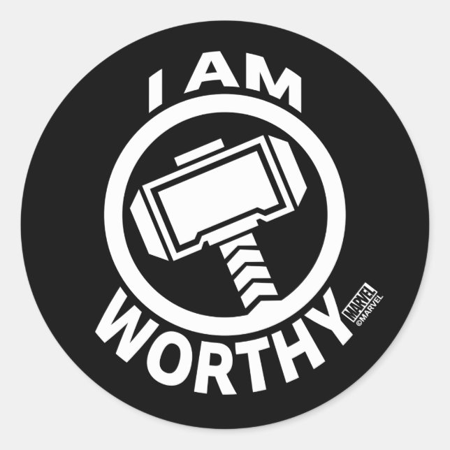 Thor's Hammer - I Am Worthy Classic Round Sticker (Front)