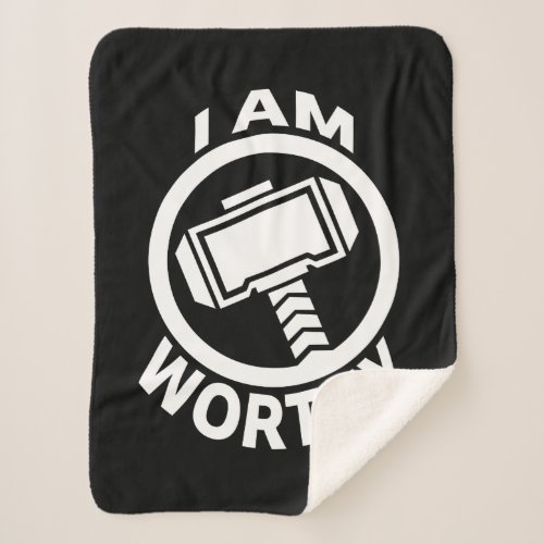 Thors Hammer _ I Am Worthy Sherpa Blanket