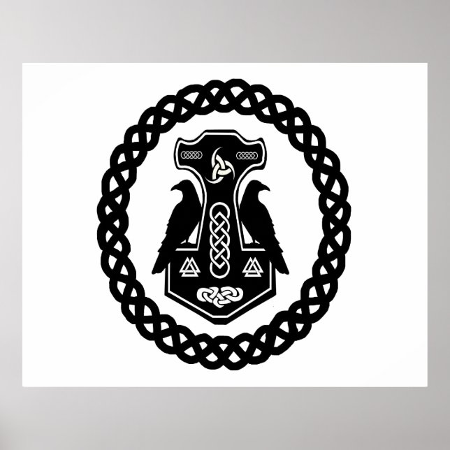 Thor's Hammer in a Celtic Knot Circle Poster (Front)
