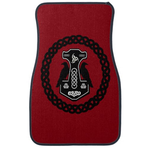 Thors Hammer in Celtic Knot Circle Car Mat