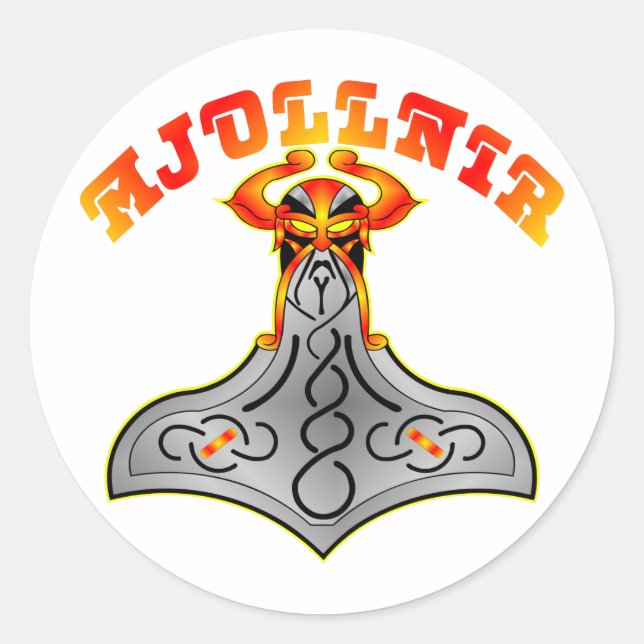 Thor's Hammer Mjollnir Classic Round Sticker (Front)