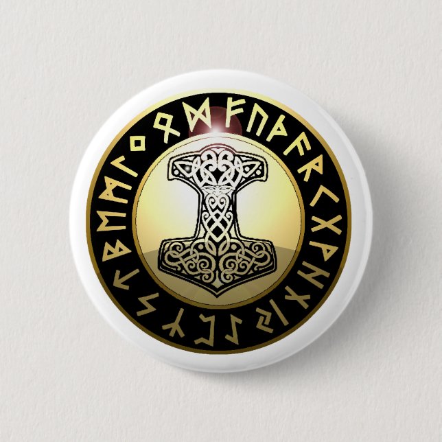 Thor's Hammer Pinback Button (Front)