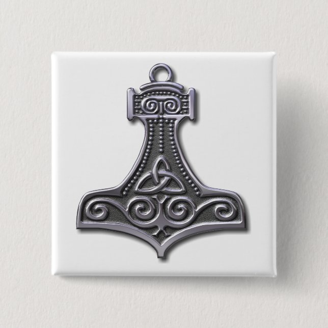 Thor's Hammer-silver Button (Front)