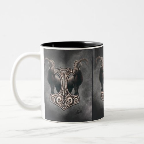 Thors Might Mjlnir and the Thunderous Companion Two_Tone Coffee Mug