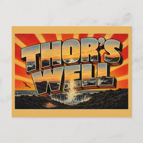 Thors Well Oregon Ocean Sinkhole Basalt Art Postcard