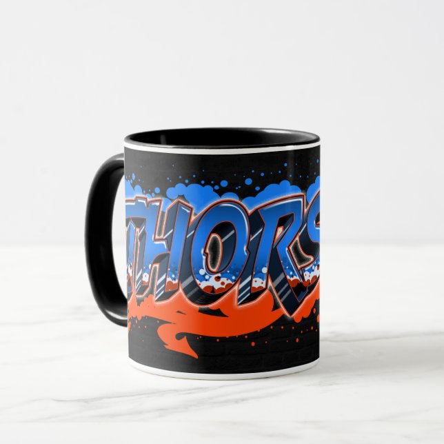 Thorsten First Name Name Graffiti blue orange cup (Front Left)