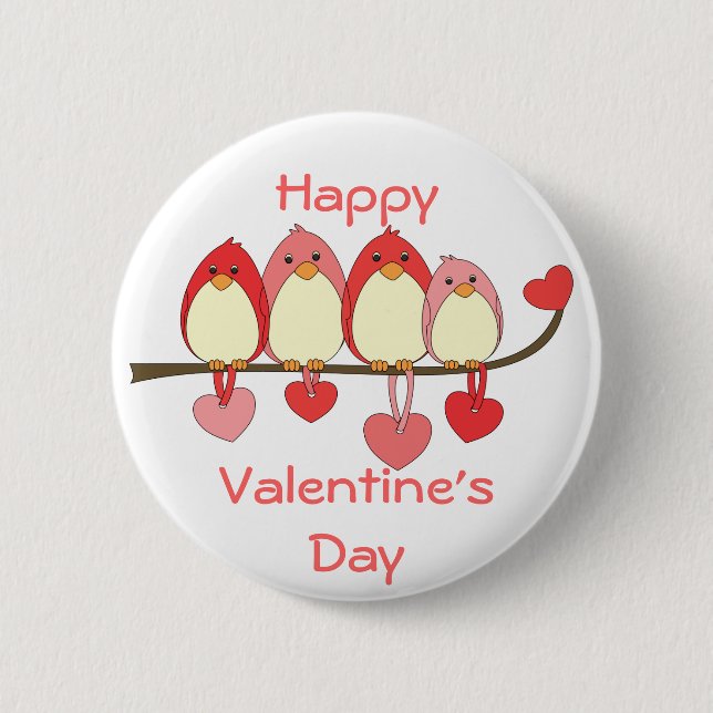 Those Birds On Valentines DAy Pinback Button (Front)
