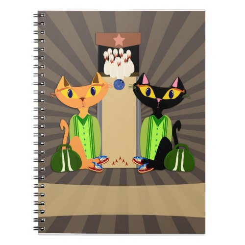 Those Cool Alley Cats Fun Bowling Pets Design Notebook
