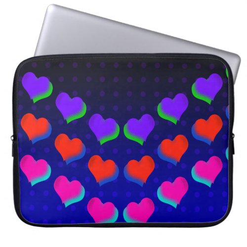 Those Crazy Retro Neon Hearts Laptop Sleeve