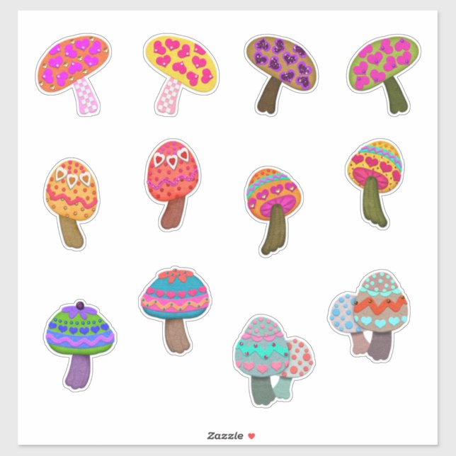 Those Cute Little Felt Look Mushrooms  Sticker (Sheet)