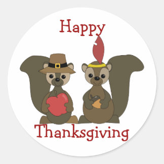 Those Thanksgiving Squirrels Classic Round Sticker