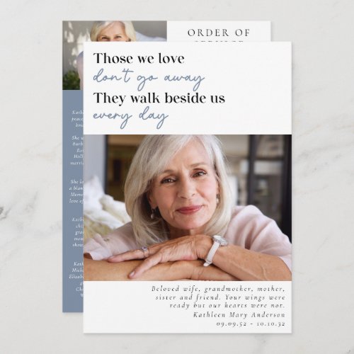 Those We Love Dont Go Away Photo Order of Service Invitation