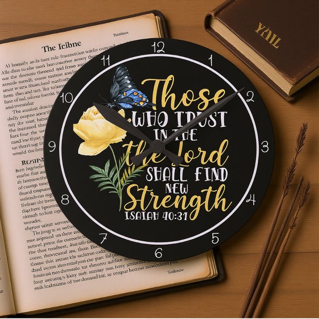 Those Who Trust In The Lord Butterfly And Rose  Round Clock (Creator Uploaded)