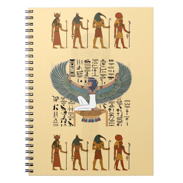Thoth - Anubis - Hathor - Ra And Isis God Notebook (Front)