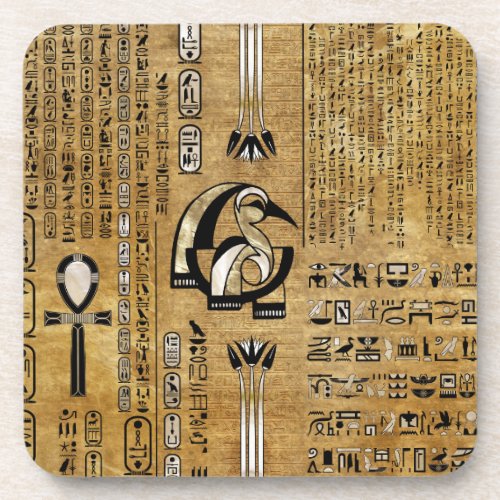 Thoth _ Djhuty Egytian God_ Gold and Pearl Beverage Coaster