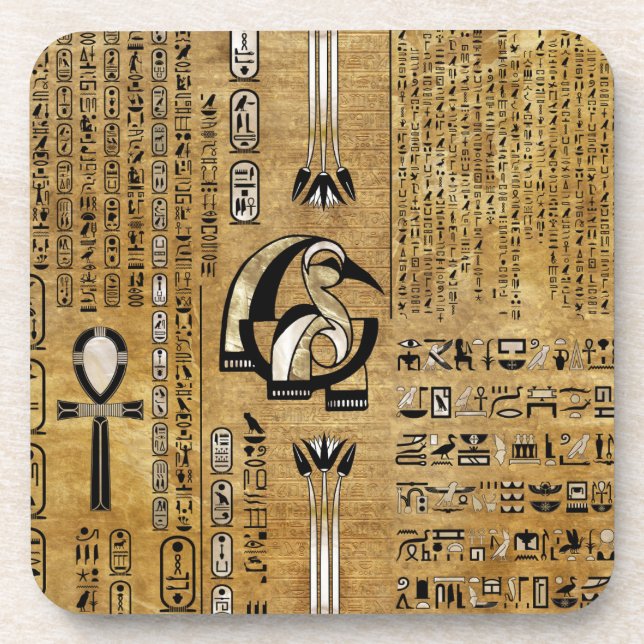 Thoth - Djhuty Egytian God- Gold and Pearl Beverage Coaster (Front)