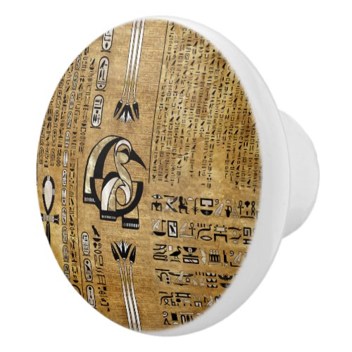 Thoth _ Djhuty Egytian God_ Gold and Pearl Ceramic Knob