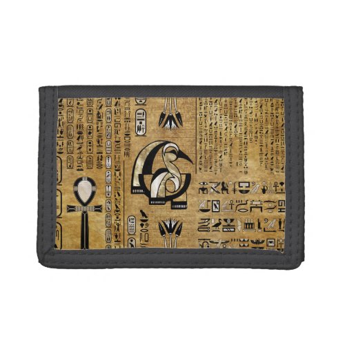 Thoth _ Djhuty Egytian God_ Gold and Pearl Trifold Wallet