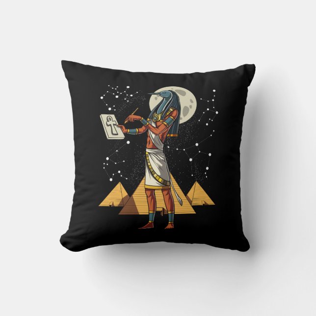 Thoth Egyptian God Ancient Pyramids Mythology Throw Pillow (Front)