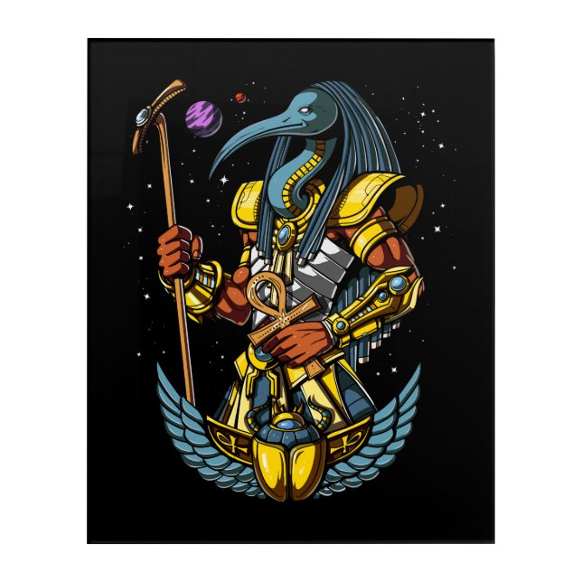 Thoth Egyptian God Ankh Scarab Ancient Symbol Acrylic Print (Front)