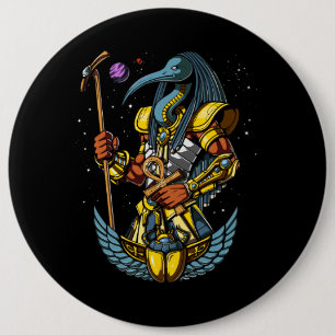 Thoth Egyptian God Ankh Scarab Ancient Symbol Button
