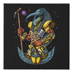 Thoth Egyptian God Ankh Scarab Ancient Symbol Faux Canvas Print
