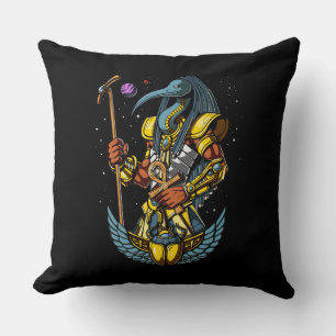 Thoth Egyptian God Ankh Scarab Ancient Symbol Throw Pillow