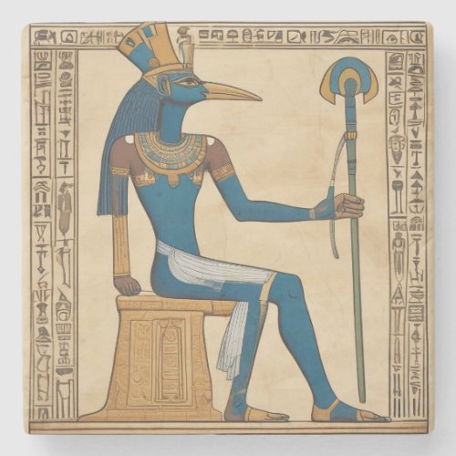 Thoth Egyptian God Emerald Tablets  Stone Coaster