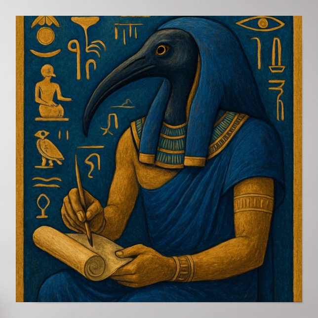 Thoth God Poster – Ancient Egyptian Wisdom Art (Front)