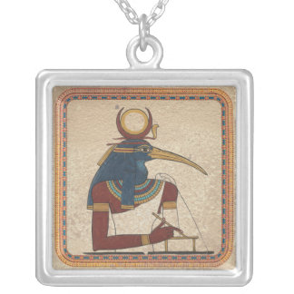 Thoth's Moonlit Quill: Silver-Plated Ibis Sage Silver Plated Necklace