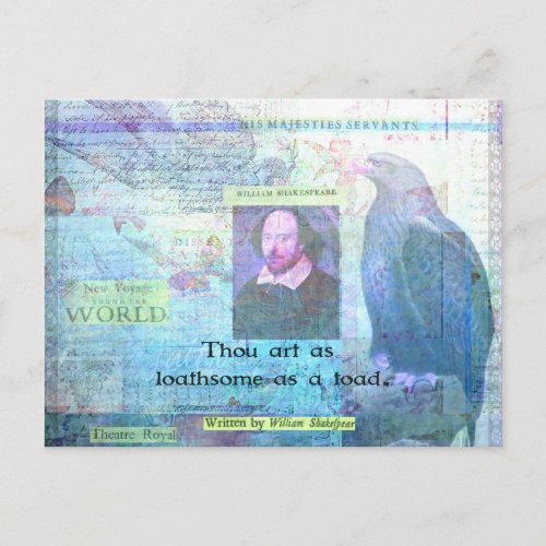 Thou art as loathsome as a toad SHAKESPEARE Postcard