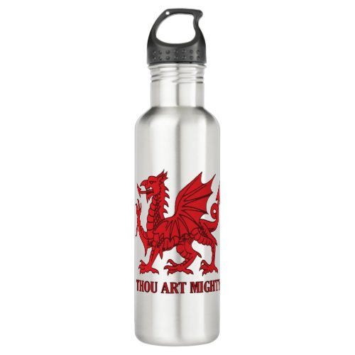 Thou Art Mighty Red Dragon Welsh Rugby Stainless Steel Water Bottle