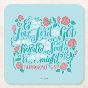 Thou Shalt Love the Lord thy God Square Paper Coaster
