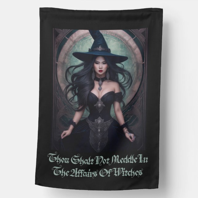 Thou Shalt Not Meddle—Gothic Witch Art House Flag (Front)